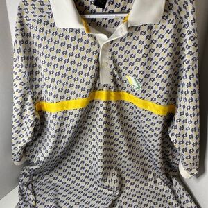 Sean John White and Yellow Geometric Polo